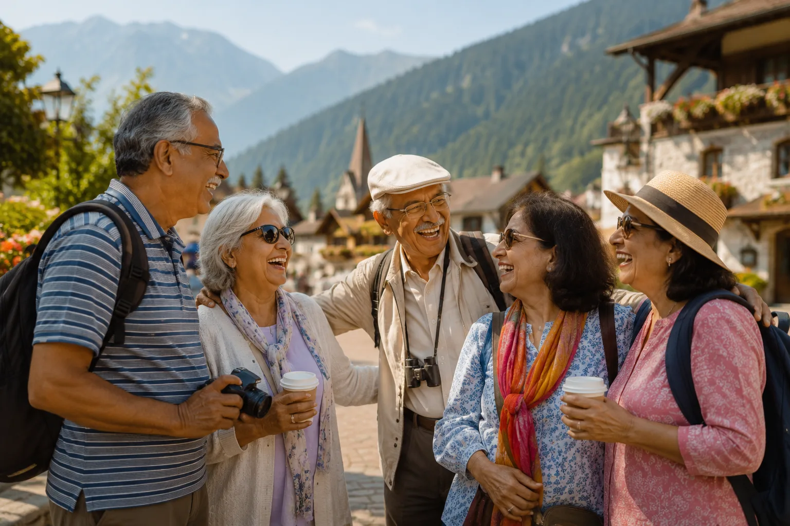 Senior travellers enjoying nature